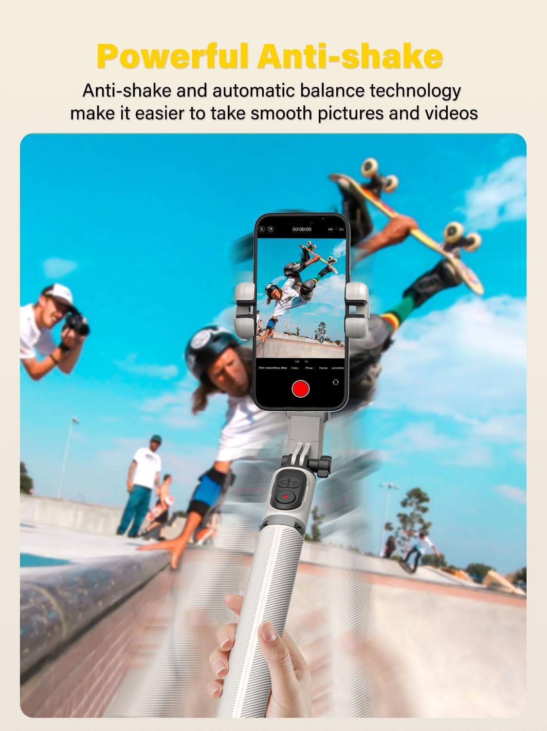 AOCHUAN Smartphone Gimbal Stabilizer, Smart Face Tracking Tripod Without APP - 4 in 1 Cellphone Gimbal Stabilizer for iPhone&Android Extended 108cm Rod with RGB Fill Light,M2PRO White