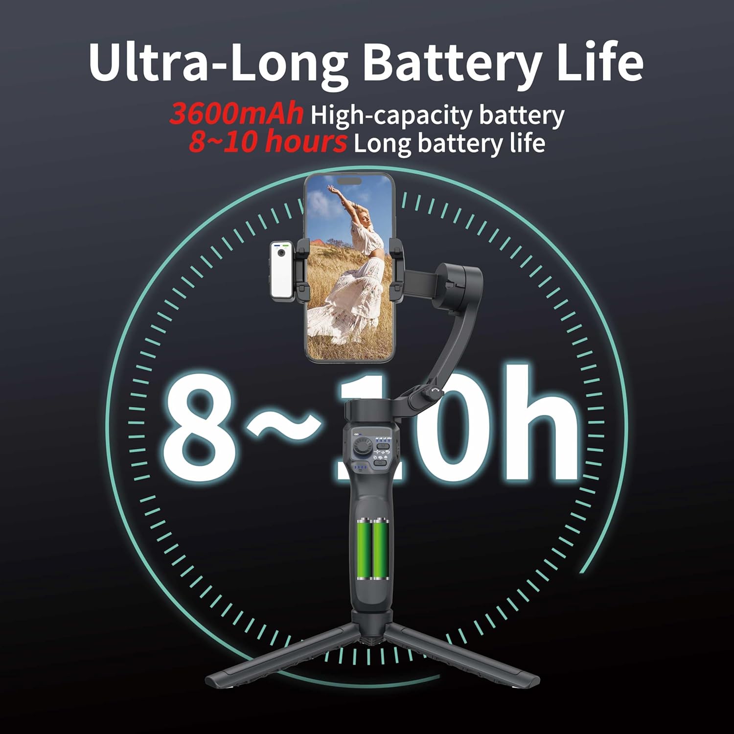 3-Axis Gimbal Stabilizer for Smartphone,Handheld Gimbal Tripod for iPhone&Andriod with Fill Light,AI Auto Face/Object Tracking,Foldable Rotating Stabilizer for Phone Video Recording,Vlogging