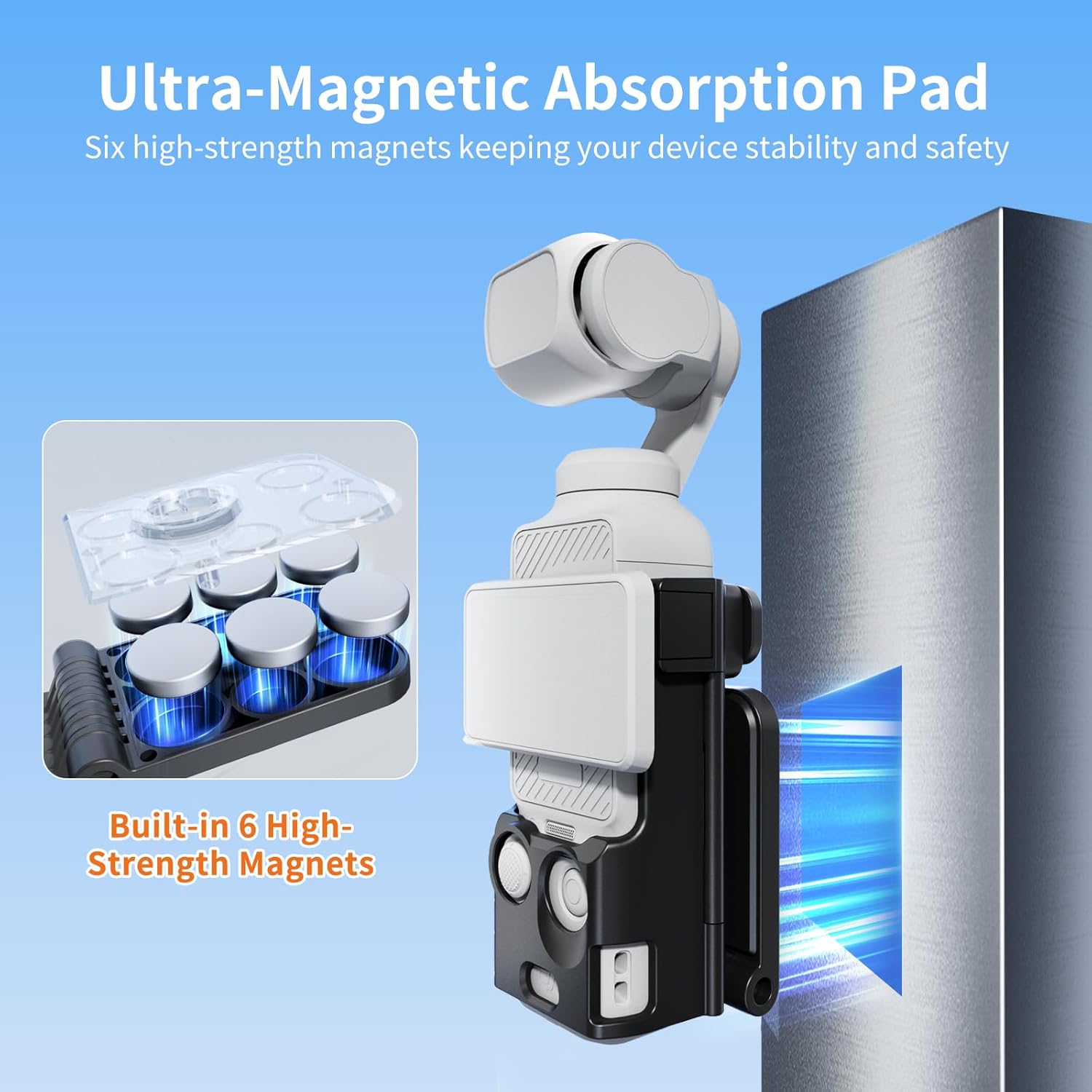 ALTSON Magnetic Mount Stand for DJI Osmo Pocket 3, DJI Osmo Pocket 3 Accessories-Multifunction Expansion Adapter 180° Adjustable Magnet Base, 1/4" Screw & Gopro Mount, Desktop/Vertical Surface Holder